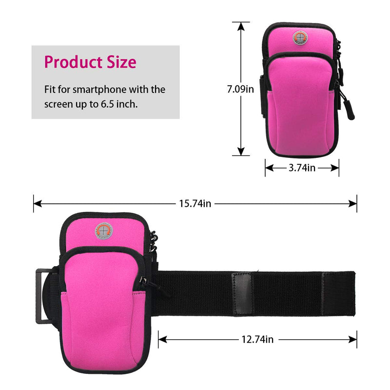 [Australia - AusPower] - Universal Armband Case for iPhone 11 Pro Max/11 Pro/11/X/8/7/6, Sports Arm Bag Pouch for Cell Phone Running/Fitness/Outdoor Sports (Rose Red) Rose Red 