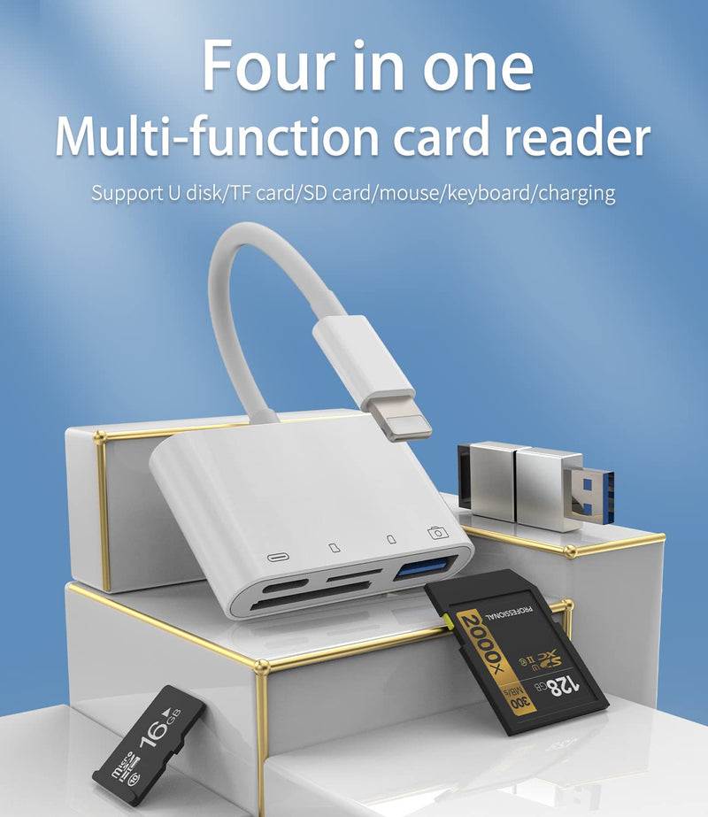 [Australia - AusPower] - Micro Sd Card Reader Memory TF Accessories Phone Lightning to USB Adapter OTG Connector iPhone 13 12 11 X XS Ipad Male Converter Apple Splitter and Charger Charge Female Port Camera Keyboard Mouse 