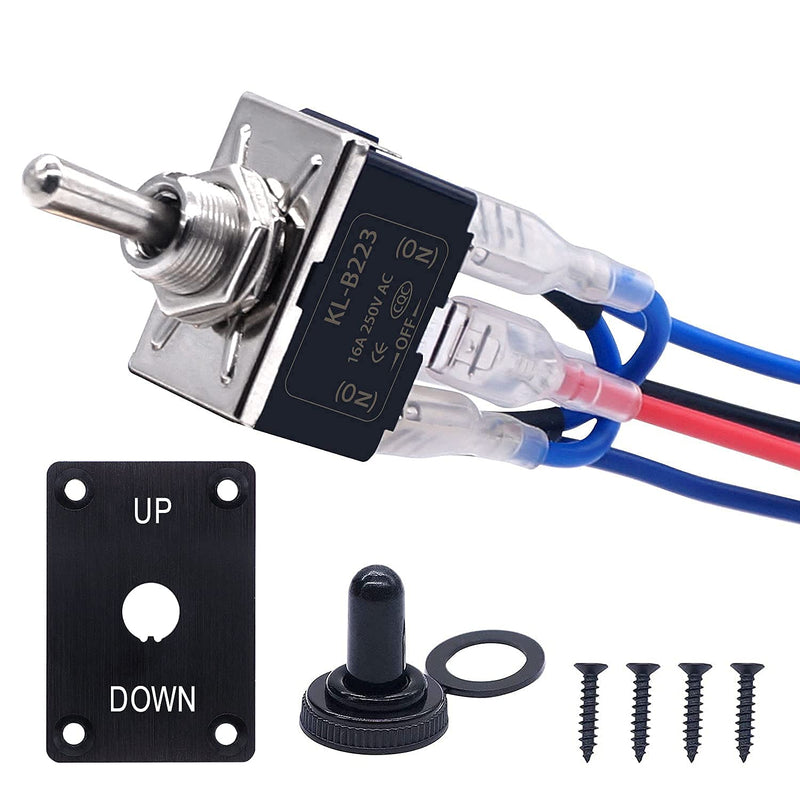 [Australia - AusPower] - weideer Momentary Toggle Switch 12V Polarity Reverse (ON)/Off/(ON) 6 Pin RV Jack Stabilizer Switch with UP/Down Mounting Plate Waterproof Cap and Jumper Wires for DC Motor Control E-TEN-223-M-X-B A-Momentary 