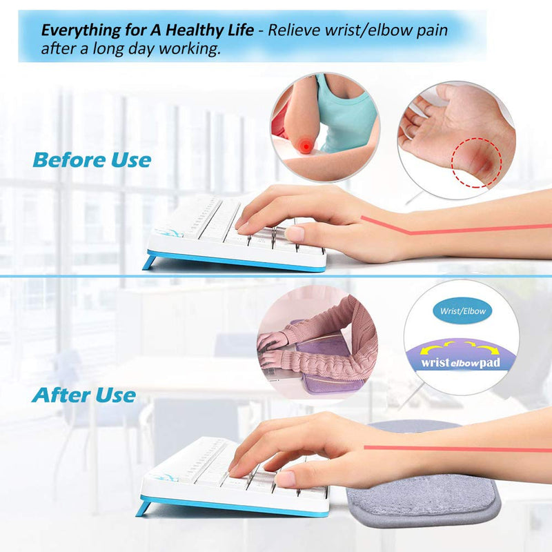 [Australia - AusPower] - Upgraded Computer Wrist Elbow Pad, Creatiee Premium Memory Cotton Desktop Keyboard Arm Rest Support Mat for Office Desktop Working Gaming - Less Elbow Pain(Long-Sized, 7.9 x 31.5 inch)(Gray) Gray 