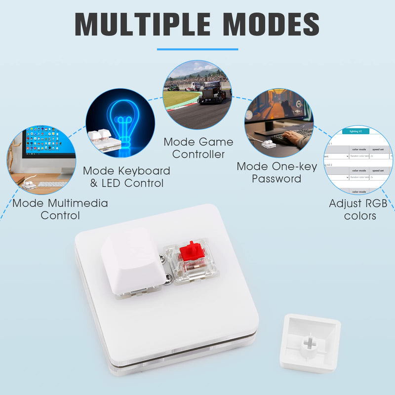 [Australia - AusPower] - Ecarke 2-Key Gaming Keyboard, USB Mini 2-Key Keyboard, Mechanical Gaming PC Keyboards, Programming Macro with Software OSU HID Standard Keyboard(Upgrade Cherry Shaft & RGB LED) White 