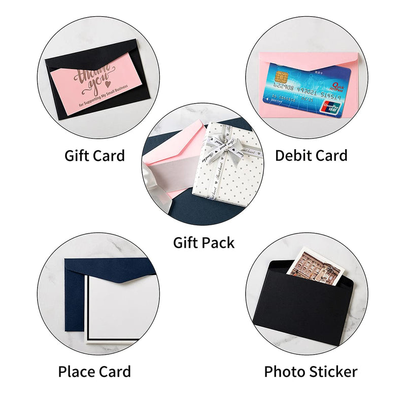 [Australia - AusPower] - 120 Pack Kraft Mini Envelopes Small Envelopes Self-Adhesive Tiny Pockets for Business Cards Christmas Holiday Small Gift Cards Invitations Cards(4.13"×2.76") (Black) Black 