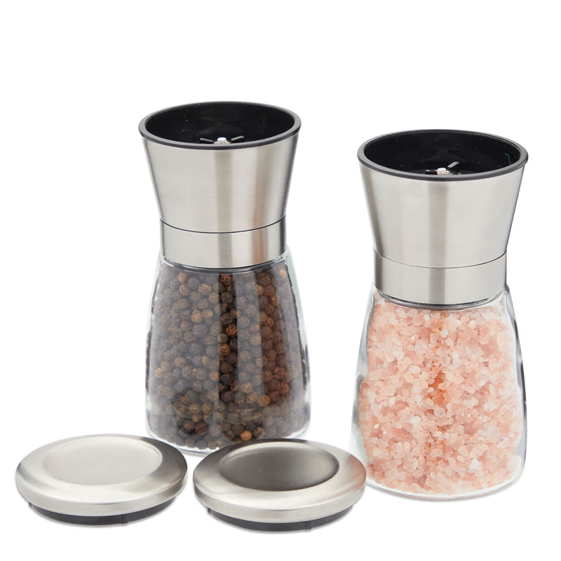 [Australia - AusPower] - Refillable Salt and Pepper Grinders Set, Stainless Steel (2.5x5.25 In, 2 Pieces) 