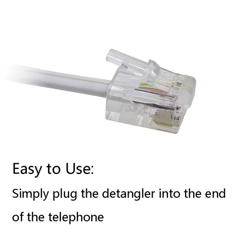 [Australia - AusPower] - Telephone Handset Cord Detangler,Uvital 1 Pack Landline Handset Cord Cable 10Ft Uncoiled(1.2 Ft Coiled) and 1 Pack Anti-Tangle Telephone Cord Untangler 360 Degree Rotating Swivel Cord(White) 