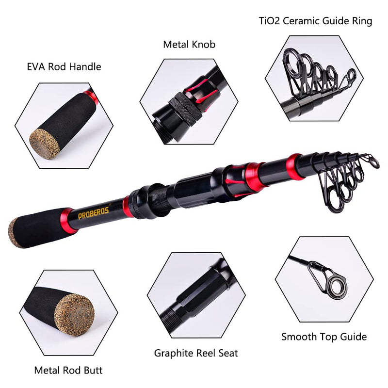 [Australia - AusPower] - Fishing Rod and Reel Combo, 6.9ft Carbon Fiber Telescopic Fishing Pole with Spinning/Baitcasting Reel Combos, Sea Saltwater Freshwater Ice Bass Fishing Tackle Set Fishing Rods Kit 