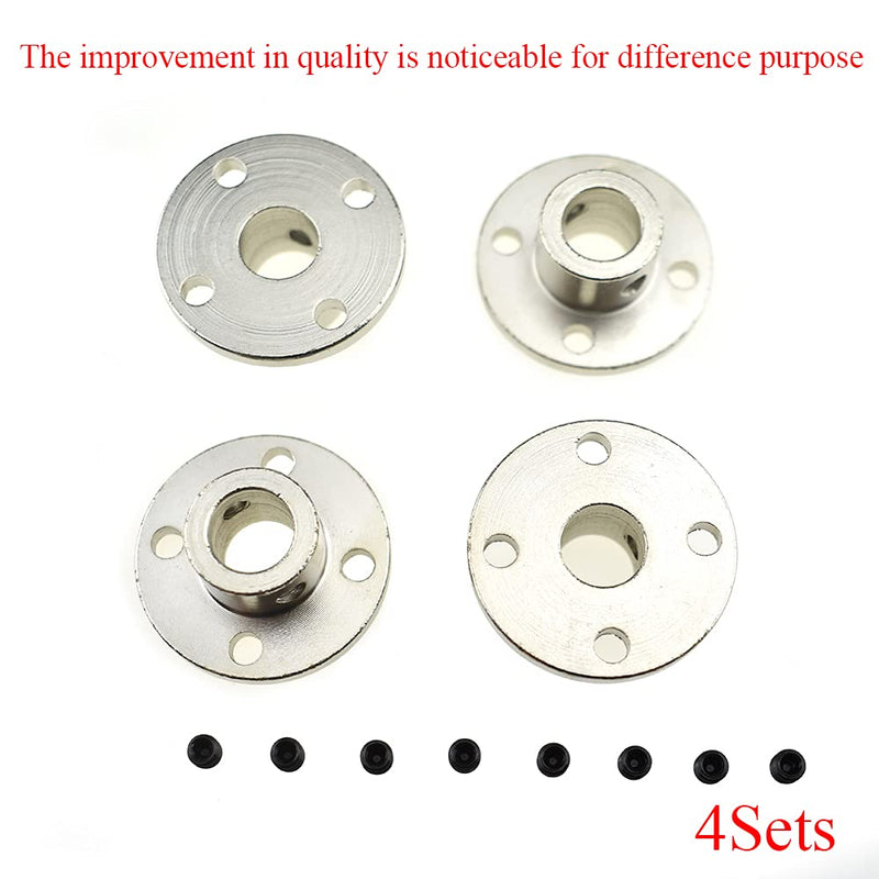 [Australia - AusPower] - Hahiyo 10mm Inner Diameter Flange Coupling Connector with Set Screws Lock Sturdy Solid Cut Clean Rigid Guide Coupler Quality Carbon Steel Bright Finish 4 Sets for Stepper Motor Shaft Robotics 10mm-4Sets 