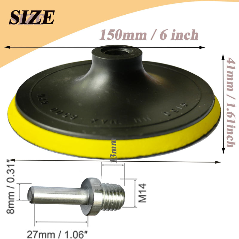 [Australia - AusPower] - 6" Backing Plate with M14 Threaded Bit Adapter, 5/8 inch TPI Spindle for use with Angle Grinder or Drill for Automotive Orbital Sander Polisher, Polishing Tool for Sanding Discs/Wool Sponge Pads 