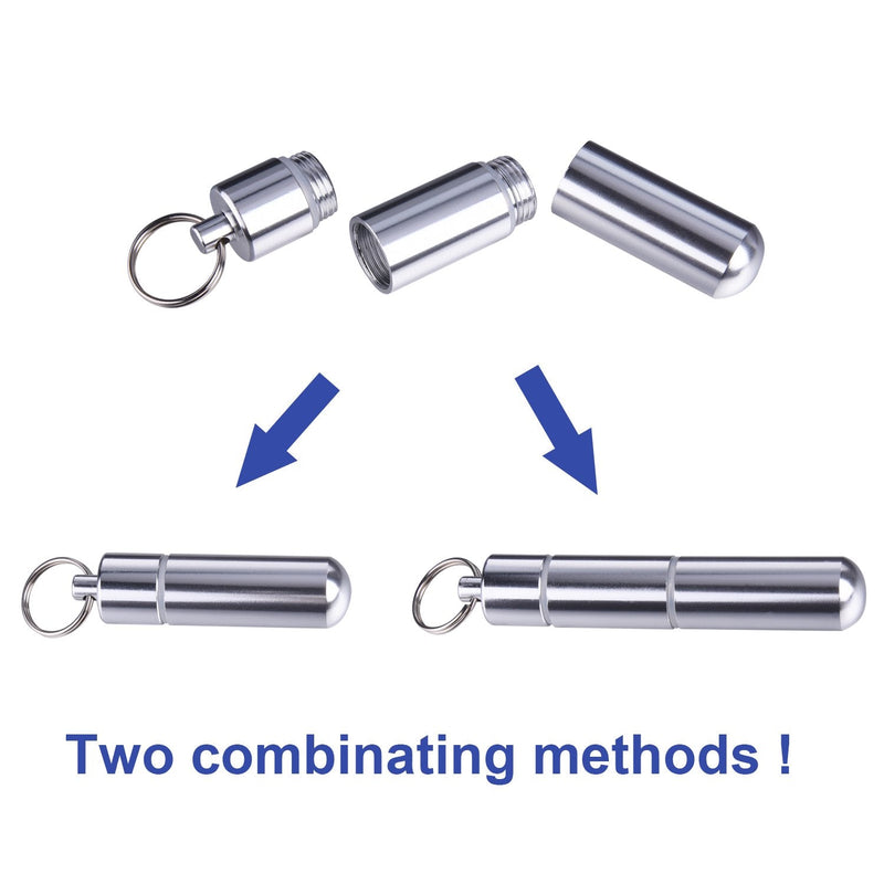 [Australia - AusPower] - Hotop Portable Toothpick Holder Pocket Waterproof Aluminium Alloy Toothpick Box Metal Pill Case with Key Ring, 2.8 x 0.6 Inch 