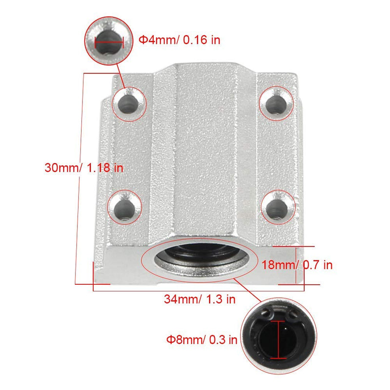[Australia - AusPower] - Furiga 3D Printer Slide Block Linear Motion Bearing Ball SCS8UU 8mm Bushing for Anet A8 Prusa i3 4PCS 