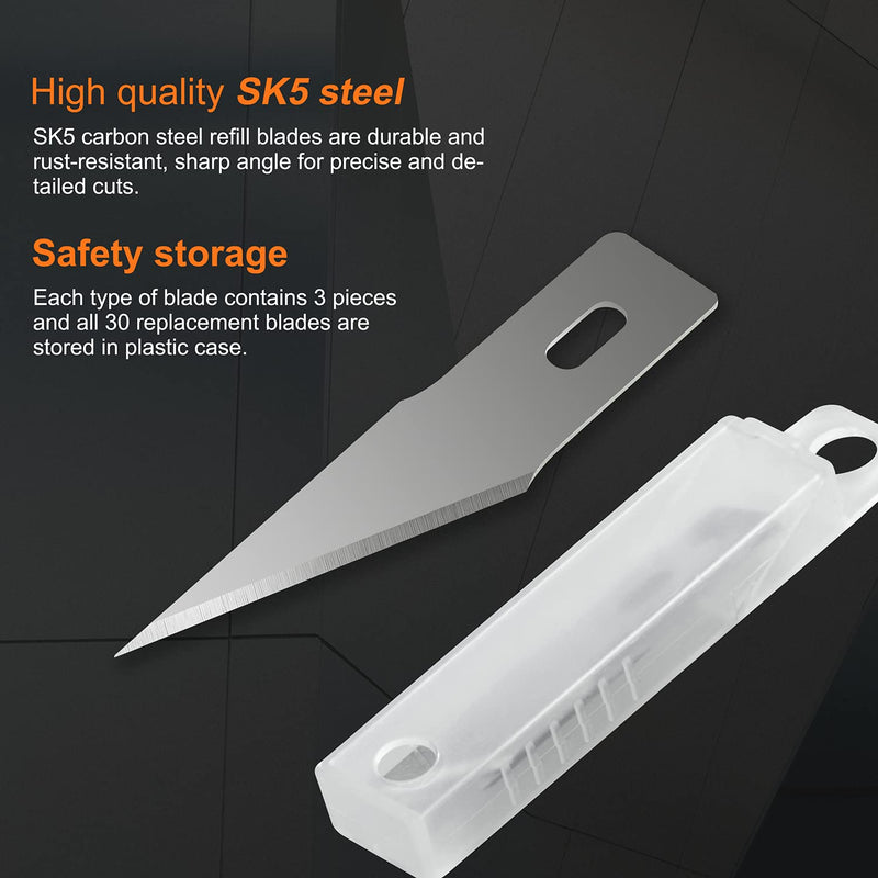[Australia - AusPower] - Headley Tools Precision Craft Hobby Knife Set (38pcs) with Wooden Chest, Razor Sharp Knives for Scrapbooking, Art Modeling, Sculpture, Wood&Leather Working- Fine Point, Scoring, Chiseling Blades 
