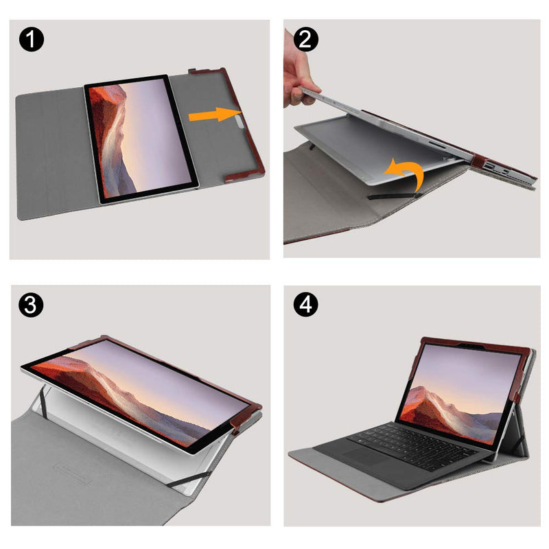 [Australia - AusPower] - Fintie Case for Microsoft Surface Pro 7 Plus/Pro 7 / Pro 6 / Pro 5 / Pro 4 / Pro 3 12.3 Inch Tablet - Multiple Angle Viewing Portfolio Business Cover, Compatible w/Type Cover Keyboard (Denim Grey) Z-Denim Grey 