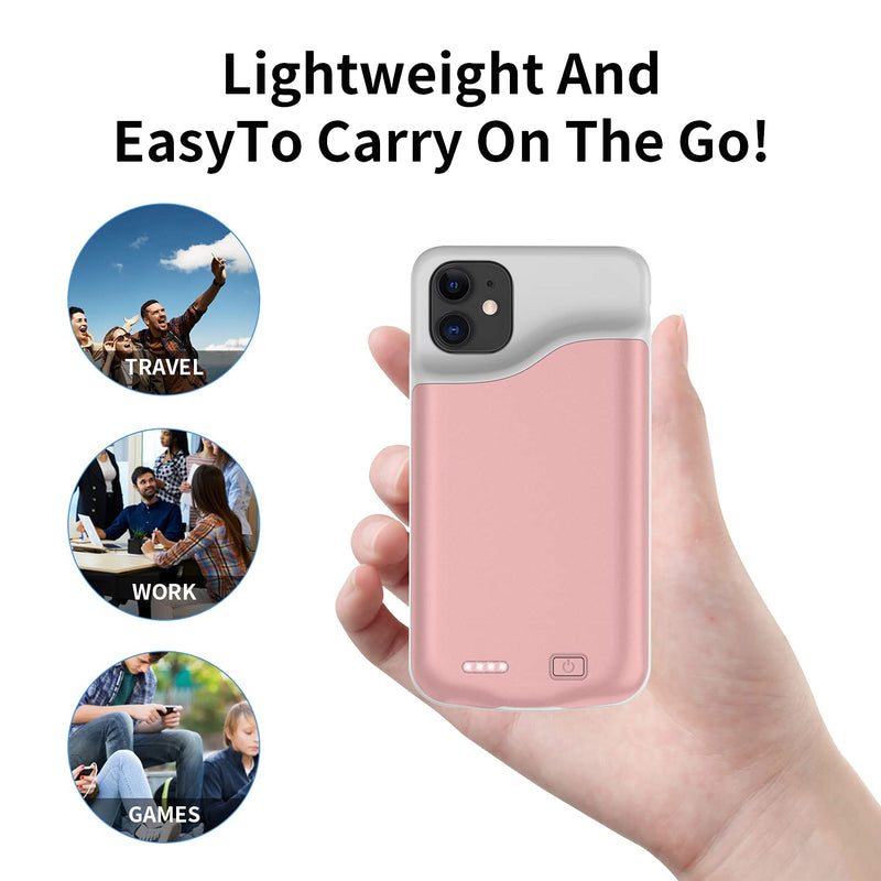 [Australia - AusPower] - Battery Case for iPhone 11,JUBOTY 6000mAh Charging Case Protective Portable Rechargeable Battery Charger Case for iPhone 11(Pink) Pink 