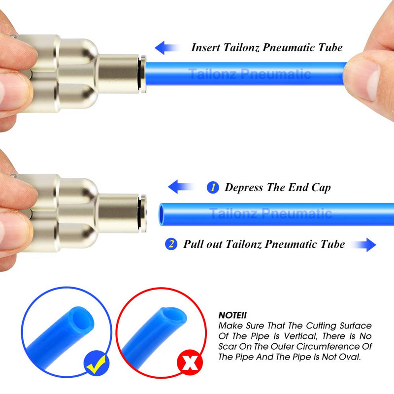 [Australia - AusPower] - TAILONZ PNEUMATIC 1/4 Inch OD Copper Nickel Plating Push to Connect Air Fittings Tee Straight Union Connect Pneumatic Fittings PY-1/4（Pack of 5) 1/4"OD 