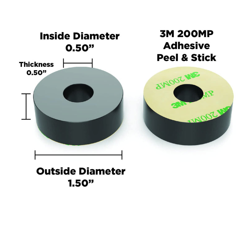 [Australia - AusPower] - Isolate It: Sorbothane Vibration Isolation Washer 70 Duro with 3M PSA (0.5" ID - 1.5" OD - 0.5" Thick) - 4 Pack 