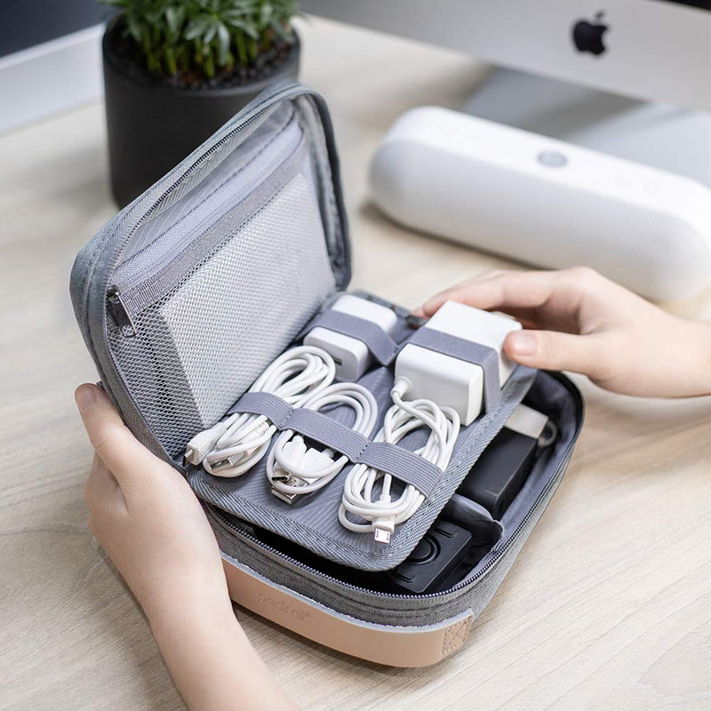 [Australia - AusPower] - pack all Electronic Organizer, Cable Organizer Bag, Cord Travel Organizer for Cables, Chargers, Phones, USB cords, SD Cards (Gray) Gray 