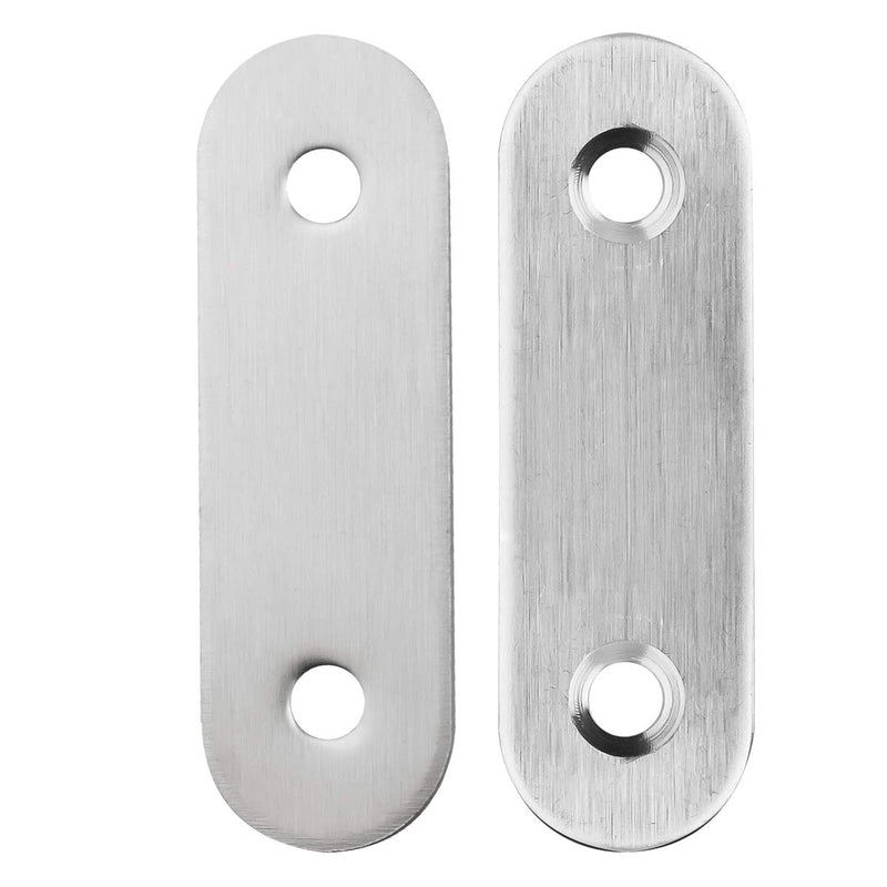 [Australia - AusPower] - TOPPROS Pack of 50 Flat Corner Brace Plates Metal Joining Plates Connector Repair Bracket with Fixing Screws,1.57inchx0.6x0.08 inch-2 Holes,Stainless Steel, Silver Color 