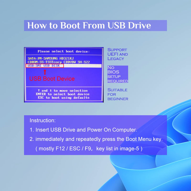 [Australia - AusPower] - 32GB - Bootable Windows 10&11, USB Driver 3.2 for Reinstall Windows, Reset Password,Supported UEFI and Legacy, Compatible All Brands 