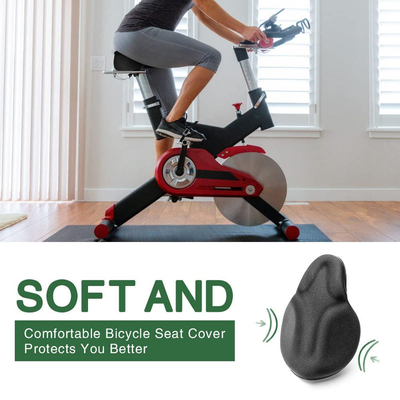 [Australia - AusPower] - ANZOME Exercise Bike Seat Cushion, Wide Foam & Extra Soft Gel Bike Seat Cushion for Women Men Everyone, Compatible with Cruiser, Stationary Bike, Exercise Bike, Fit Wide 8.5-10in(Rain Cover Included) Black Gel 