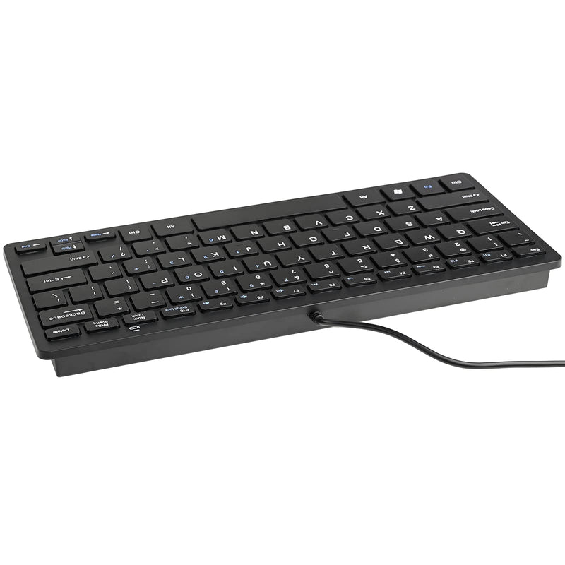 [Australia - AusPower] - 2021 Upgraded Powboro PC Computer Laptop Mini USB Wired Keyboard for Mac and Windows 78 Scissor Keys Small Super Thin Compact Multimedia Keyboard (Black) Black 