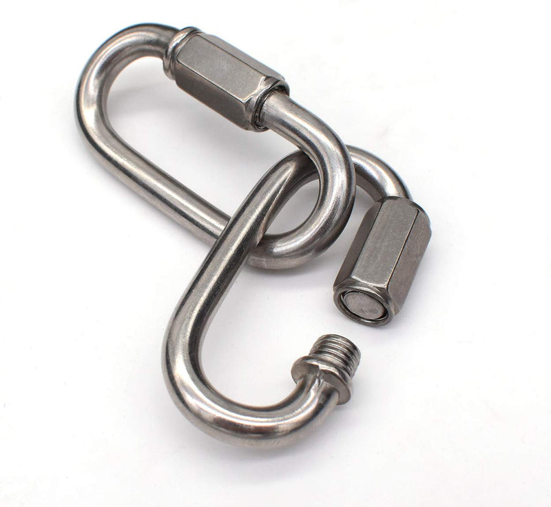 [Australia - AusPower] - 6 Pack 5/16" Threaded Quick Link,Alele Stainless Steel Oval Locking Carabiner Clip,M8 Diameter Rope Connector for Trailer,Hammocks, Cable,Swing,Camping M8 Quick Link 6Pack 