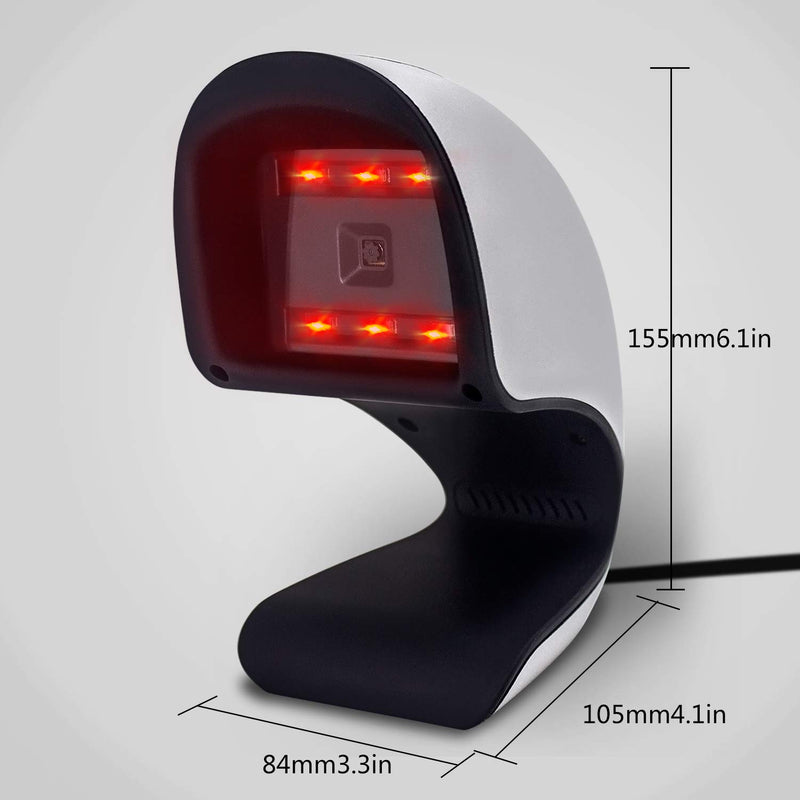 [Australia - AusPower] - Handsfree 2D 1D Barcode Scanner, Alacrity Omnidirectional Desktop Bar Code Reader with USB Cable, Capture Barcodes from Mobile Phone Screen 