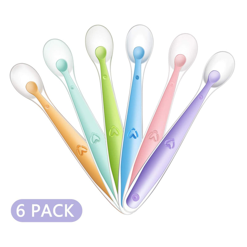 [Australia - AusPower] - PandaEar Baby Silicone Soft Spoons| Training Feeding for Kids Toddlers Children and Infants| BPA Free 6 Pack| Great Gift Set |Gum-Friendly First Stage (Spoons with Container) Löffel mit Behälter 