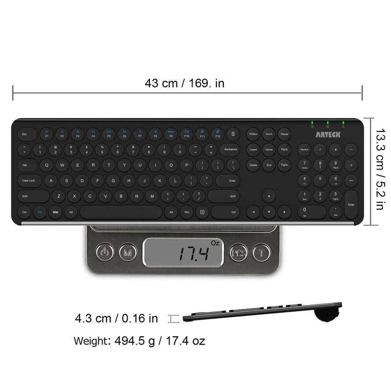 [Australia - AusPower] - Arteck 2.4G Wireless Keyboard Stainless Steel Ultra Slim Full Size Keyboard with Numeric Keypad for Computer/Desktop/PC/Laptop/Surface/Smart TV and Windows 10/8/ 7 Built in Rechargeable Battery 
