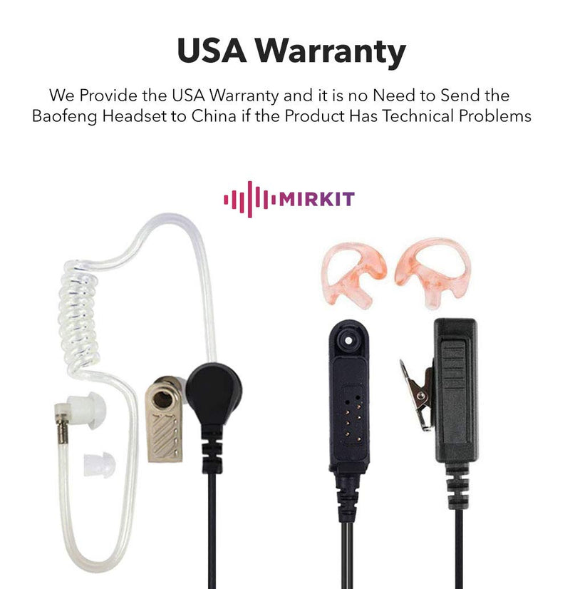 [Australia - AusPower] - Mirkit Headset Covert Acoustic Tube Radio Earpiece with Mic for Two Way Radios with Reinforced Cable, Compatible with: Baofeng UV-9R Plus, BF-9700, A-58, UV-XR, UV-5S, GT 3 WP 