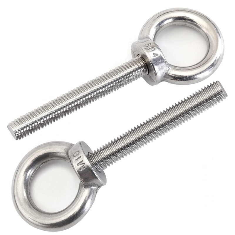 [Australia - AusPower] - AIVOOF Stainless Steel Eye Bolts, 2 Pack M10 Shoulder Eye Bolt 3/8" X 2" Heavy Duty EyeBolts Screws in Eye Hooks with Washer and Nuts for Lifting Ring Eyebolt 2pcs 