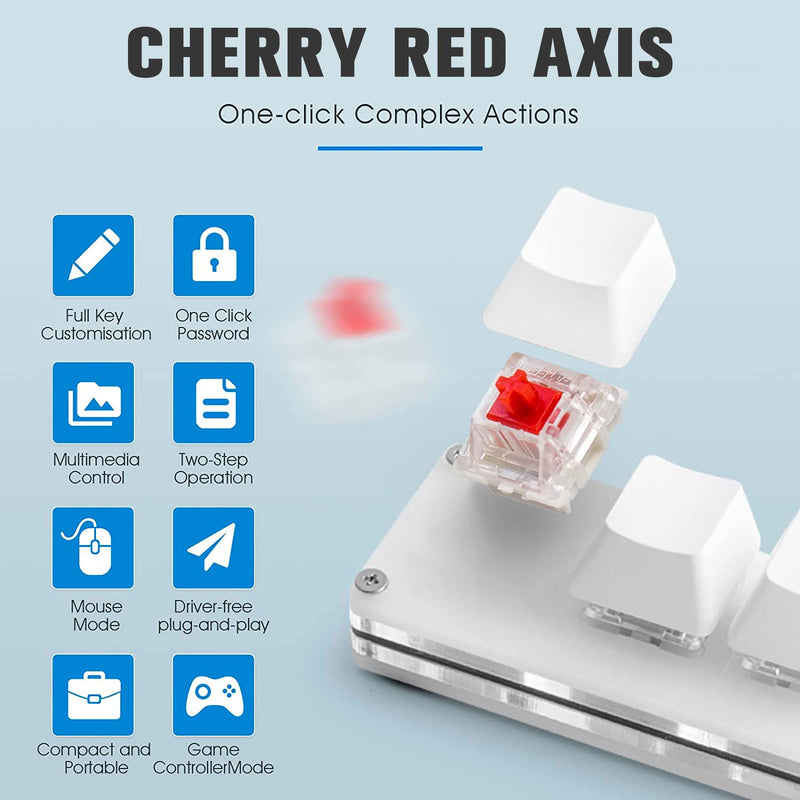 [Australia - AusPower] - Ecarke Mini 4-Key Keypad Mechanical Gaming Keyboard, Set by Yourself Programming with 1.5m USB Data Cable（Upgrade Cherry Shaft & RGB LED） White 