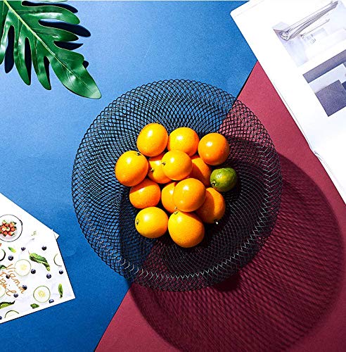 [Australia - AusPower] - Metal Wire Fruit Basket,Large Round Storage Baskets for Bread,Metal Wire Bread Fruit Bowl Vegetable Stand Holder for Snacks,Modern Fruit Bowl Decorate Kitchen Counter,Black By Cq acrylic Black 