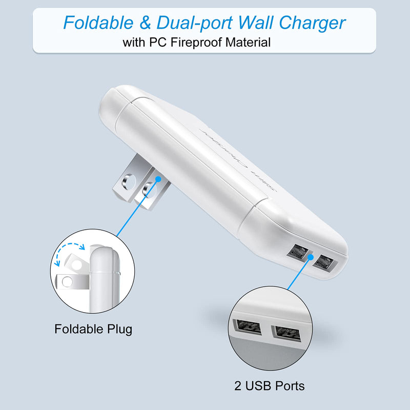 [Australia - AusPower] - USB Charger Block, OKRAY 3Pack 5v/3a Dual USB Wall Charger with Foldable Plug, Flat Portable 2 USB-A Ports Phone Charger Fast Charging Blocks Compatible iPhone 11/XS/XR/iPad, Samsung Galaxy (White×3) White White White 