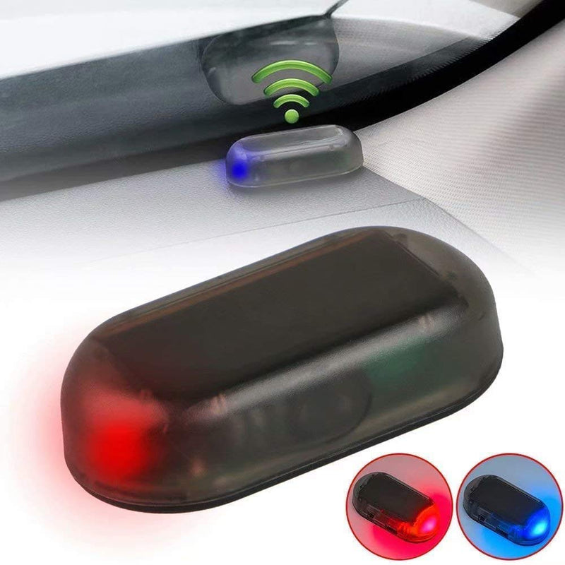 [Australia - AusPower] - 2 Pack Car Solar Power Simulated Dummy Alarm Warning Anti-Theft LED Flashing Security Light Fake Lamp (Blue + Red) 