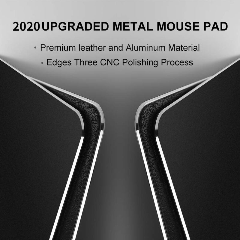 [Australia - AusPower] - Hard Black Metal Aluminum Mouse Pad Mat Smooth Magic Ultra Thin Double Side Mouse Mat Waterproof Fast and Accurate Control for Gaming and Office((Large 11.81X9.45 Inch) Large 