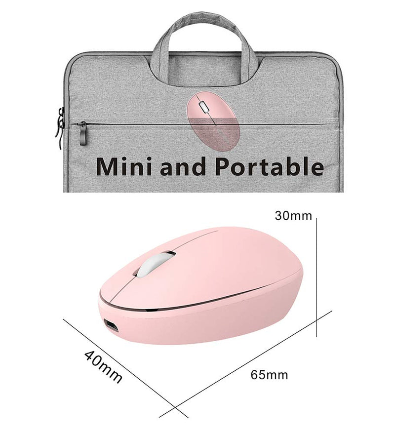 [Australia - AusPower] - TENMOS Mini Rechargeable Wireless Mouse, 2.4GHz Optical Travel Mouse Slient Wireless USB Computer Mouse for Kids/Girls, Auto Sleeping, 3 Buttons, 1000 DPI Compatible with Laptop, PC, Computer (Pink) pink 