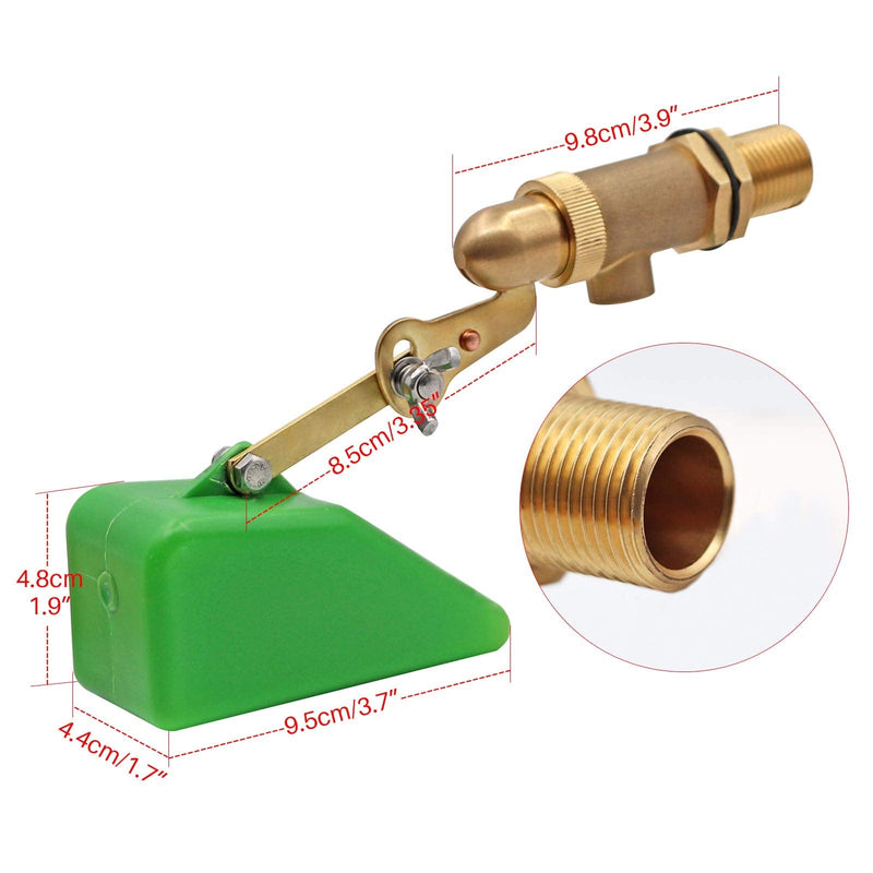 [Australia - AusPower] - MACGOAL 1/2 Inch Brass Valve with Plastic Float Water Float Valve with Adjustable Arm Automatic Fill Float Ball Valve for Water Tank Fountains Livestock Waterer 