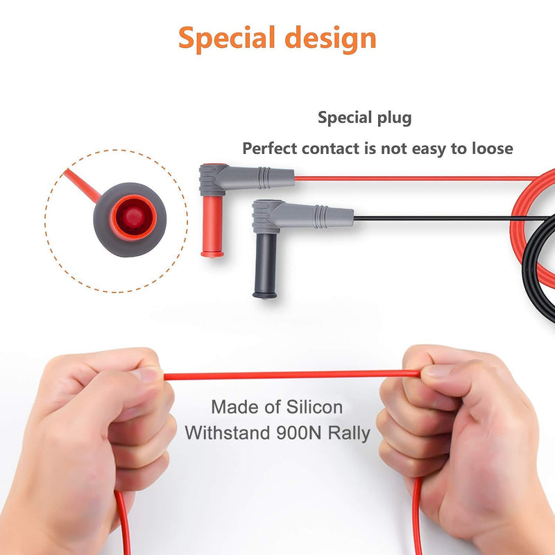 [Australia - AusPower] - KAIWEETS Soft Silicone Electrician Test Leads Kit CAT III 1000V & CAT IV 600V with Alligator Clips and Needle Probe for Fluke/AstroAI/INNOVA Multimeter Electronic Clamp Meter 8 