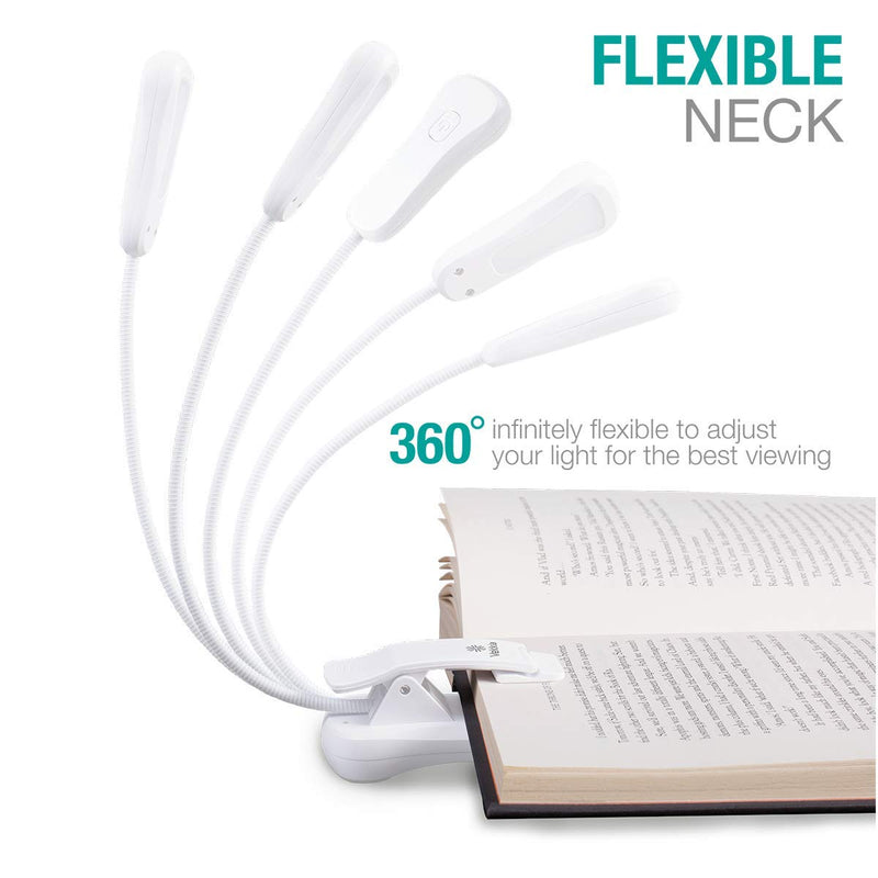 [Australia - AusPower] - Vekkia 3000K Warm LED Rechargeable Book Light, Easy for Eyes, Clip on Reading Lights for Reading in Bed, Car & Travel, Lightweight Slim 2.1 oz. Perfect for Readers & Kids (Elegant White) 