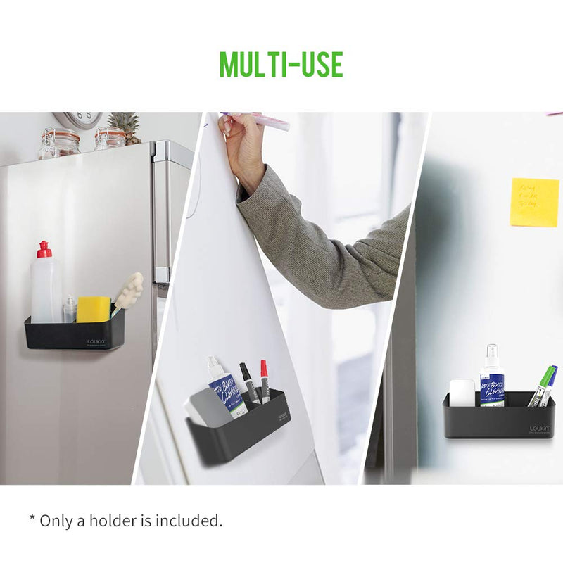 [Australia - AusPower] - LOUKIN Magnetic and Adhesive Marker Holder, Dry Erase Accessory Tray, Magnetic Storage Organizer for Whiteboard, Glass or Refrigerators (Black) Black Set 