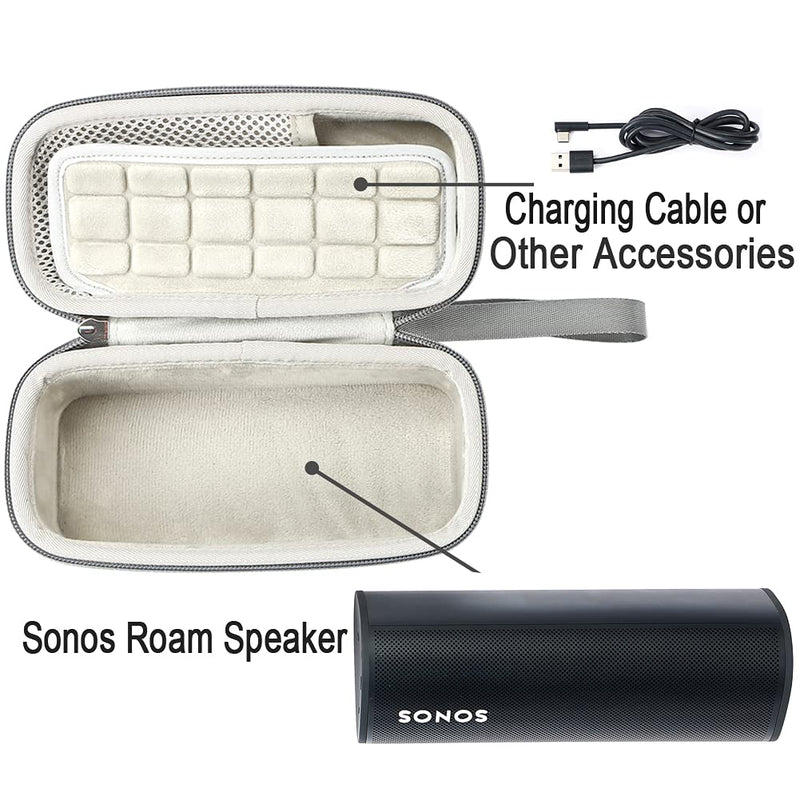 [Australia - AusPower] - RAIACE Hard Carrying Case for Roam Portable Smart Bluetooth Speaker. (Case Only, Not Include The Device)-Grey(Grey Lining) Grey(Grey Lining) 