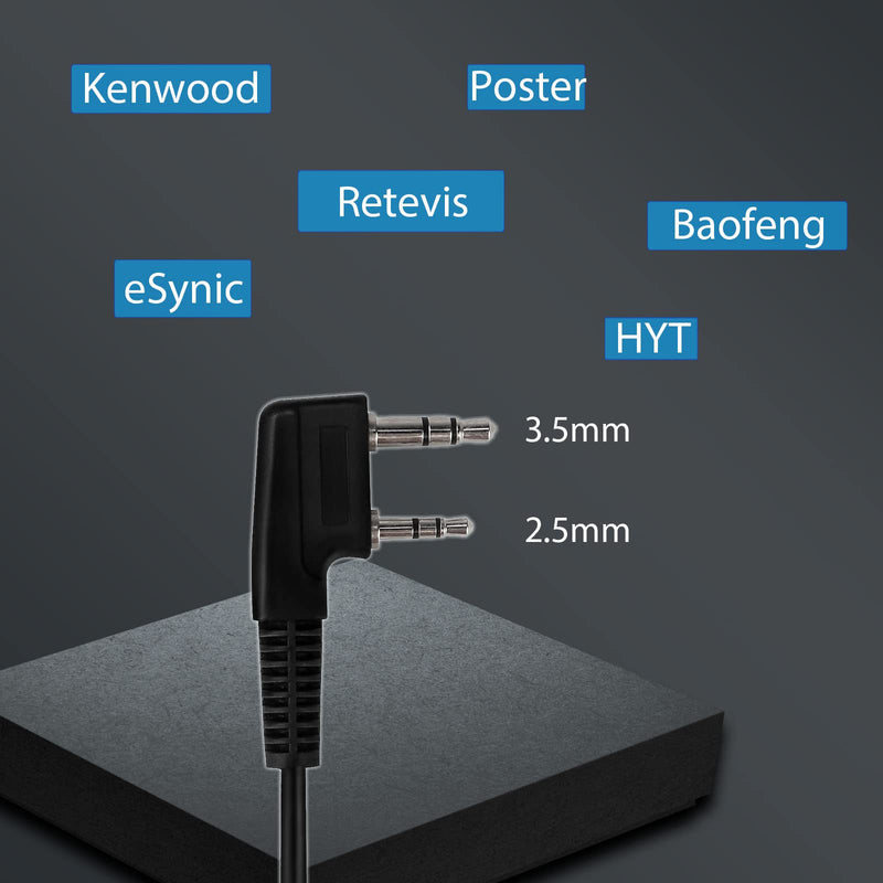 [Australia - AusPower] - Retevis EEK016 G Shape Earhook Walkie Talkie Earpiece, VOX Hands Free Earpiece, Compatible with Retevis RT22 RT21 H-777 RT68 RT19 Walkie Talkies, Two Way Radio Headset with Mic 2 Pin(6 Pack) 