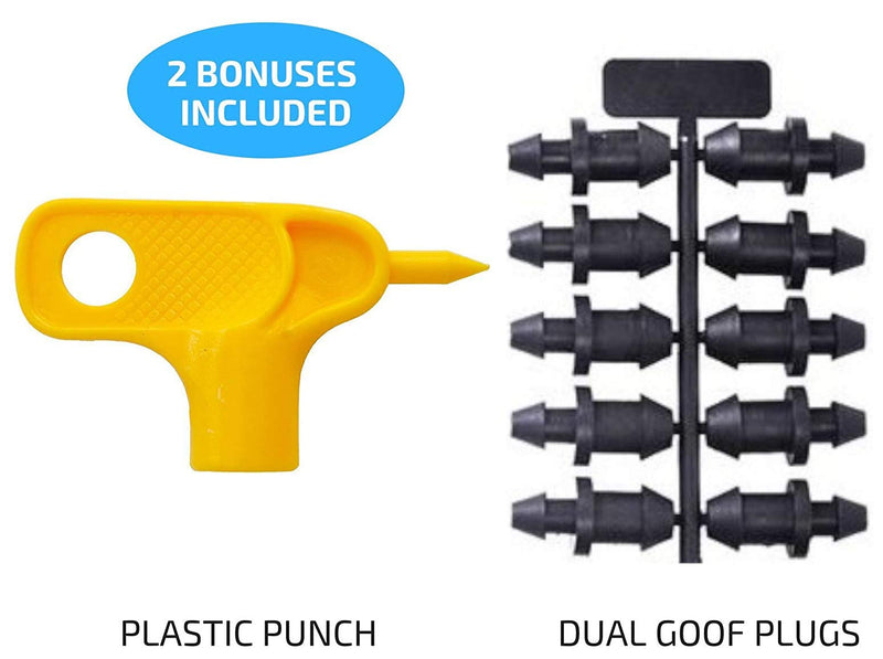 [Australia - AusPower] - 1 GPH Netafim Woodpecker Jr Pressure Compensating Dripper Emitters (35-Pack) Kit with Hole Punch Tool and Goof Plugs for Drip Irrigation Systems 