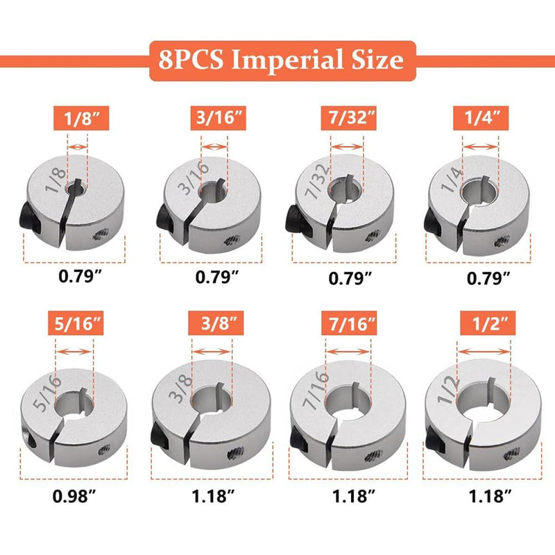 [Australia - AusPower] - Bestgle 8Pcs Drill Stop Collar Set, Drill Bit Depth Stop Collars Split Ring Drill Depth Limiter Drill Stopper (1/8" 3/16" 7/32" 1/4" 5/16" 3/8" 7/16" 1/2") 