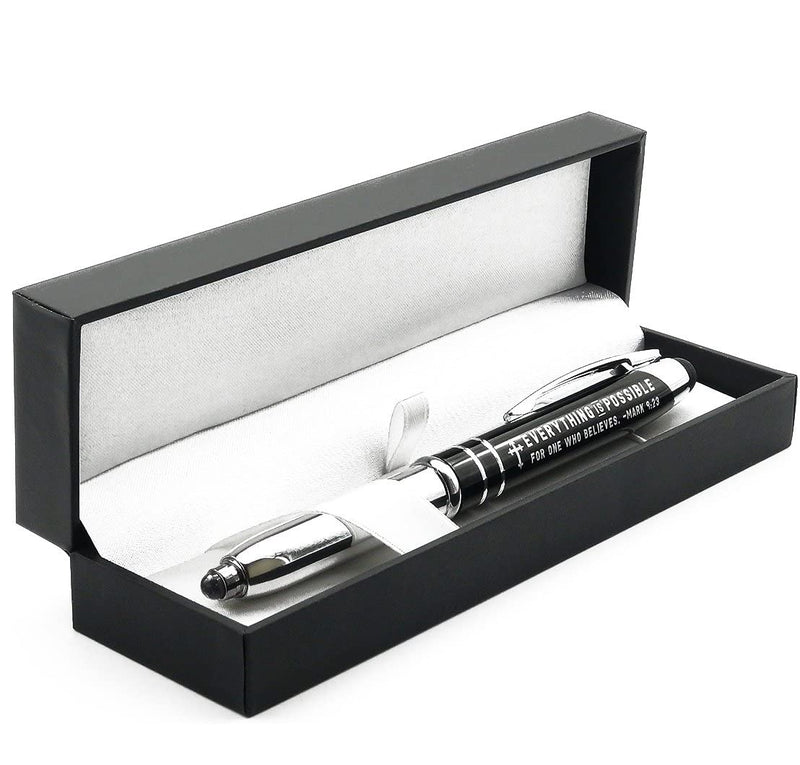 [Australia - AusPower] - Inkstone Mark 9:23 Engraved Bible Gift Pen with Flashlight and Stylus"Everything is Possible for One Who Believes" Christian Religious Scripture Gifts 