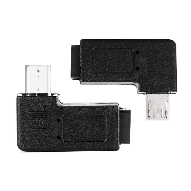 [Australia - AusPower] - 1 Pair Right Left Angle Micro USB Male 90 Degree USB Male to Micro Female Plug Adapters 