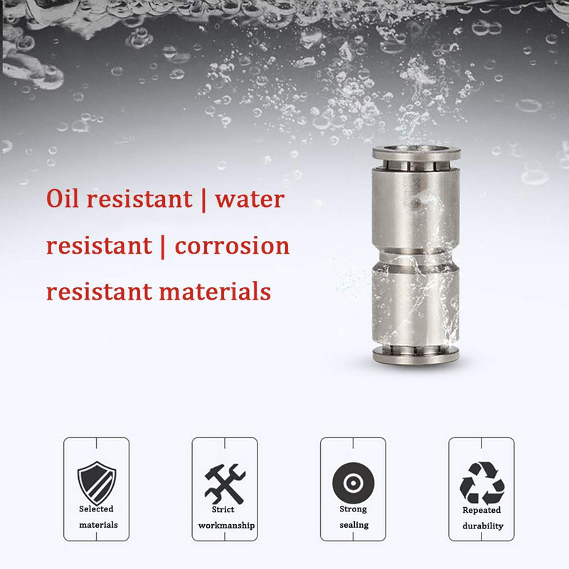 [Australia - AusPower] - Brass Push to Connect Air Fittings, Metric 4mm OD Straight Union Quick Connect Push Lock Fitting Air Hose Pneumatic Fittings Tube Connectors Nickel-Plated, 4Pcs 