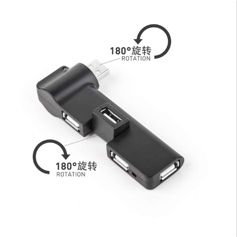 [Australia - AusPower] - LIXINTIAN USB 2.0 HUB, [90°/180° Degree Rotatable] Mini USB 2.0 Hub 4 Port USB Hub for Notebook, USB Flash Drives, Mobile HDD, Laptop, PC - Black 