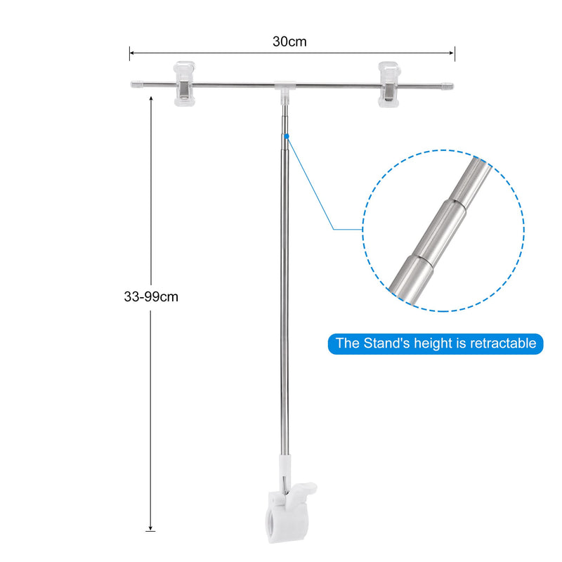 [Australia - AusPower] - MECCANIXITY T Shape Sign Adjustable Advertising Stand, Stainless Steel Advertising Display Holder with Clip 