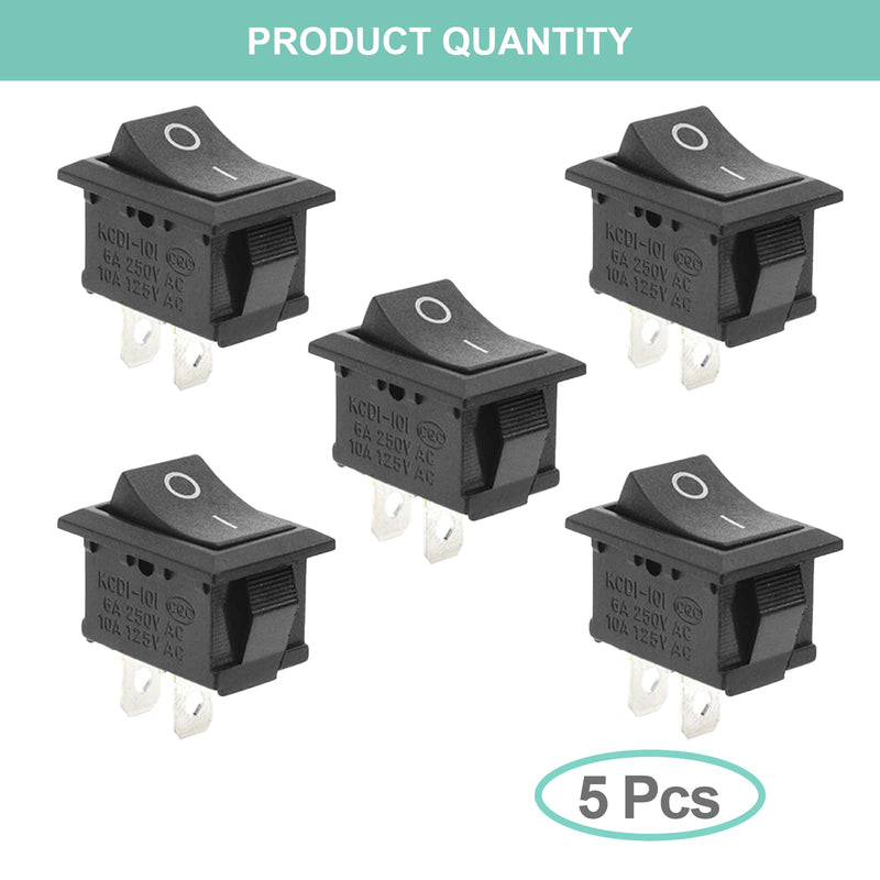 [Australia - AusPower] - 5Pcs On/Off Boat Rocker Switch 5Pcs 2 Pin Position Snap 12V 110V 250V QTEATAK 