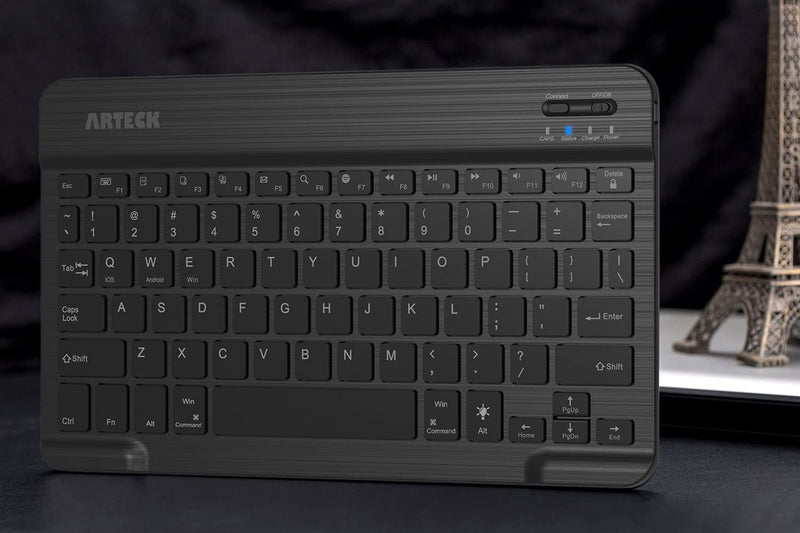 [Australia - AusPower] - Arteck HB030B Universal Slim Portable Wireless Bluetooth 3.0 7-Colors Backlit Keyboard with Built in Rechargeable Battery, Black 